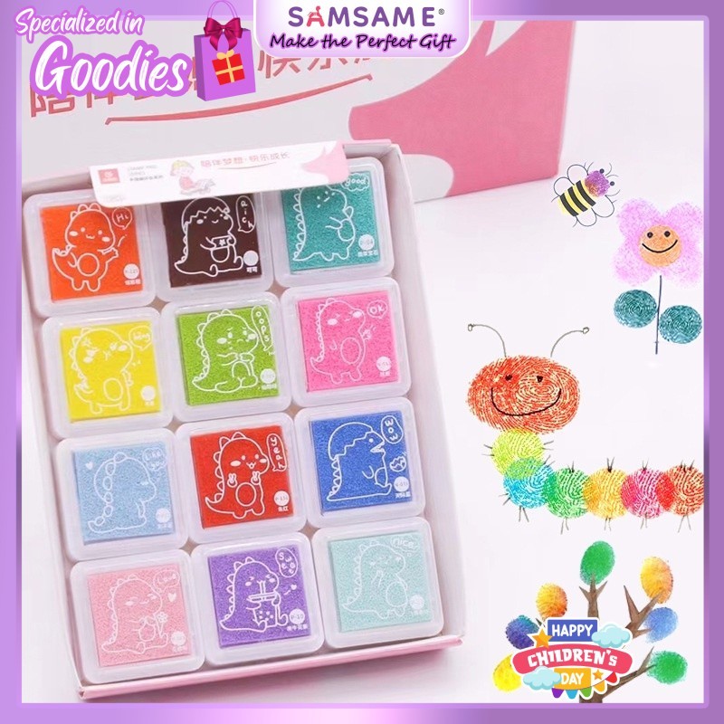 30pcs Card 12 Colors Finger Art Painting Set Stamp Pad DIY Art Craft ...