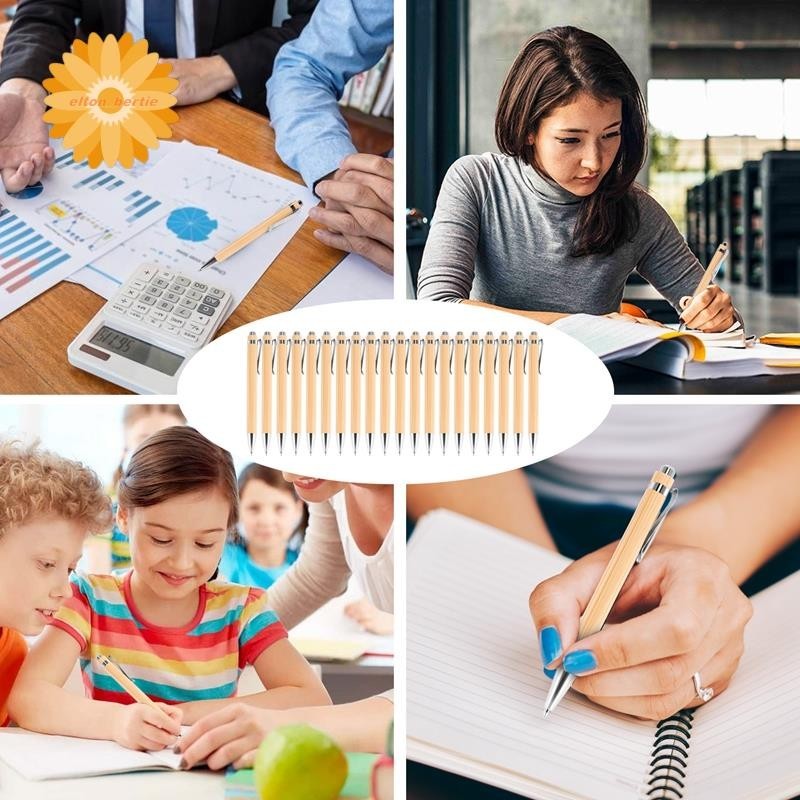 100 Pcs/Lot Bamboo Ballpoint Pen Stylus Contact Pen Office School Supplies Pens Writing Supplies Gifts Black Ink I.212406565 - View #5