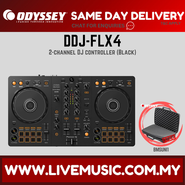 Pioneer DJ DDJ-FLX4 2-deck Rekordbox and Serato DJ Controller With Case ...