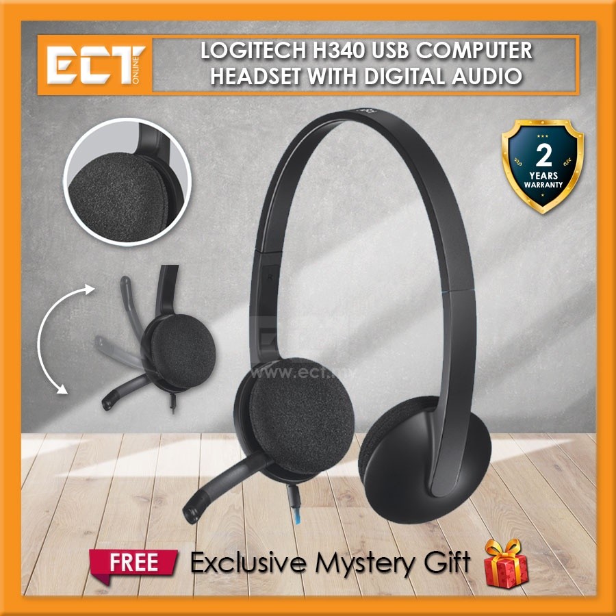 Logitech H340 USB Computer Headset Black