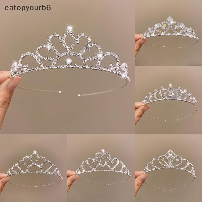 eatopyourb6] Crown Golden Wedding Hair Accessories Crystal Rhinestone