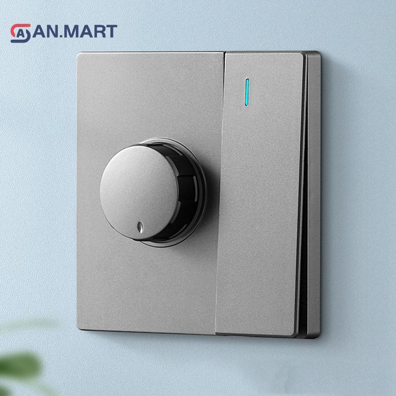 AC 220V Dimmer & Ceiling Fan Controller Wall Switch – White PC, 86x86mm, Simple Install For Lighting & Speed Control