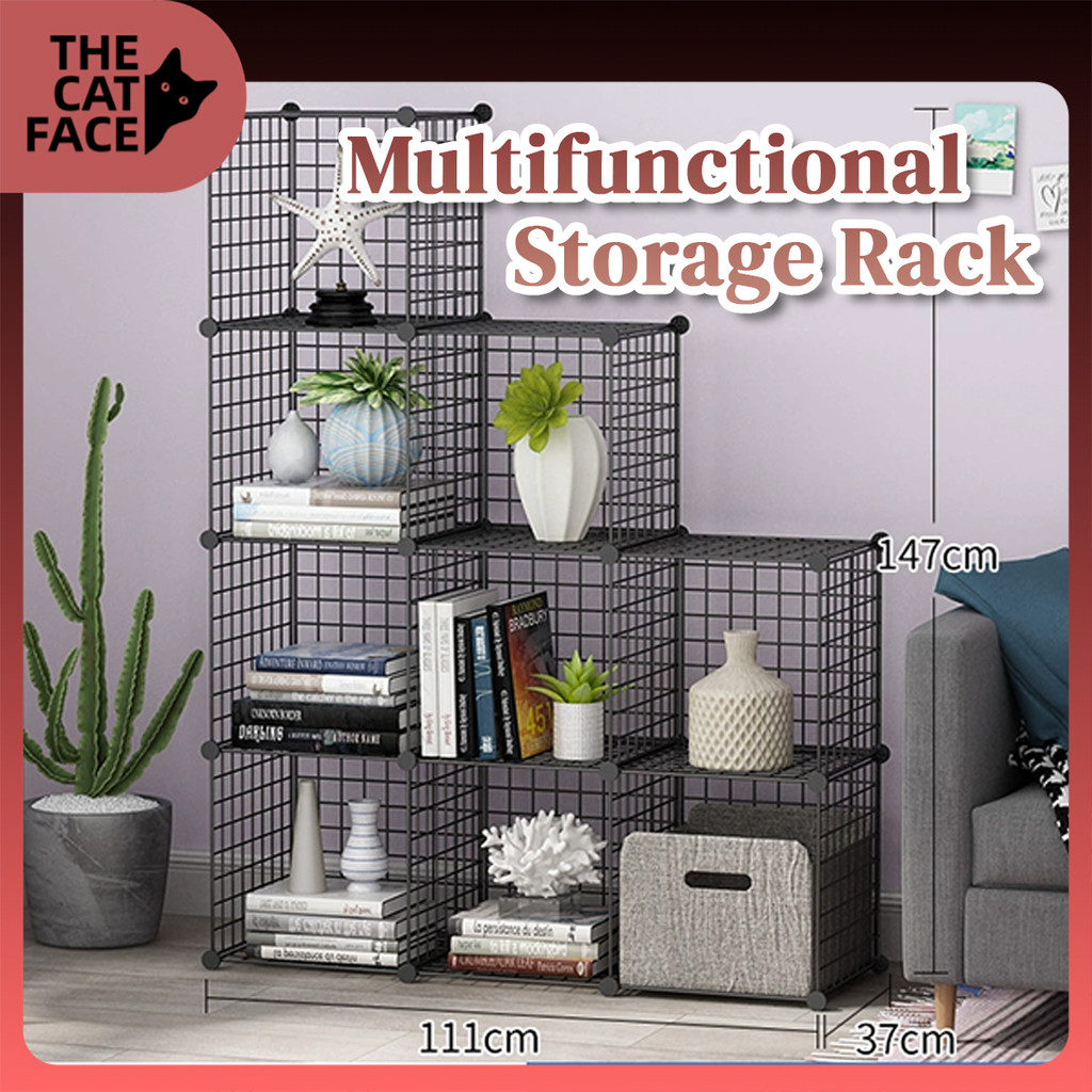 DIY Rak Penyimpanan Multi-tiered Storage Rack Cube Cabinets Grids Panel ...