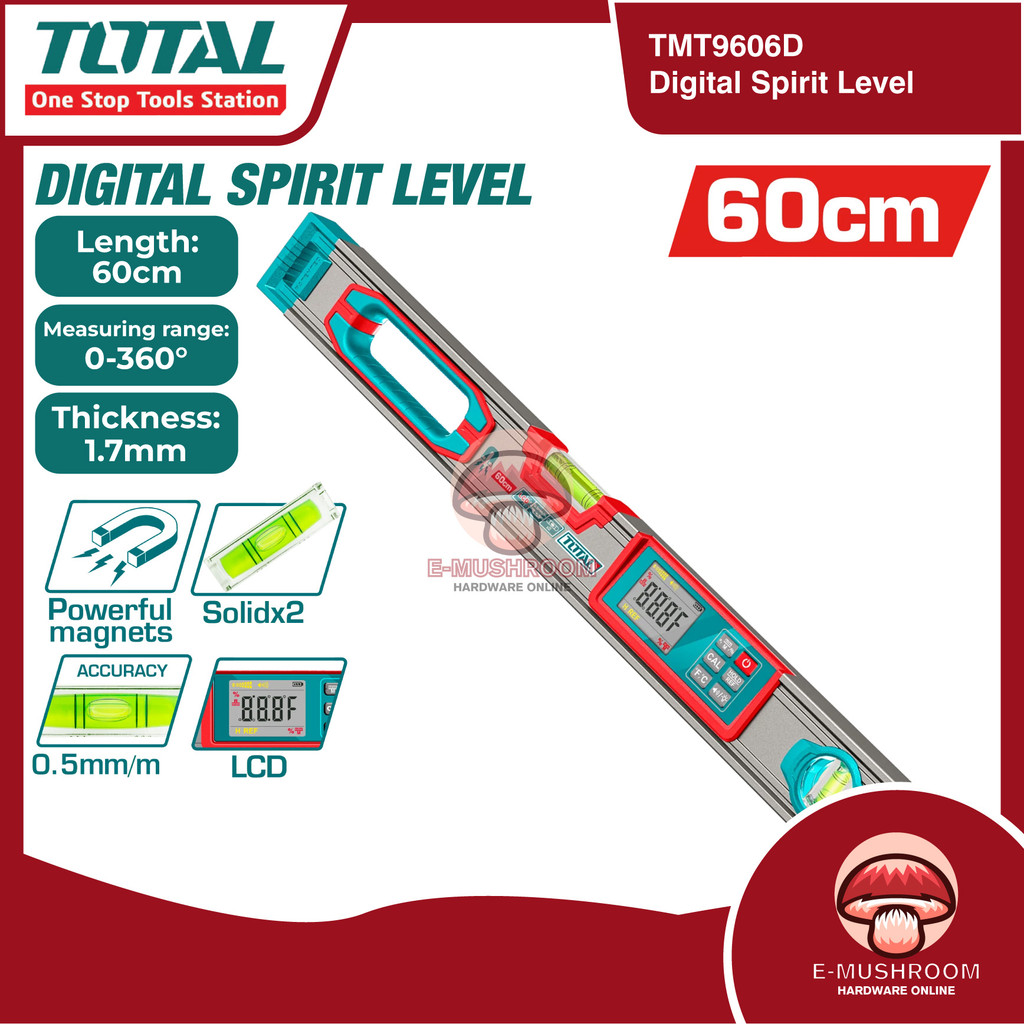 Total Digital Spirit Level 60cm with Powerful Magnet TMT9606D ...