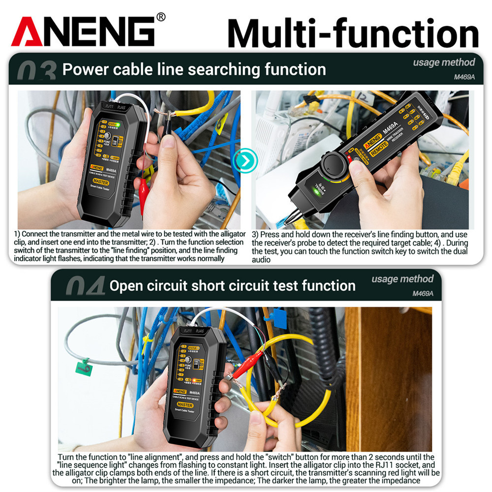 M469A Measure Cables Tool Smart Cable Finder Multi-function (Black ...
