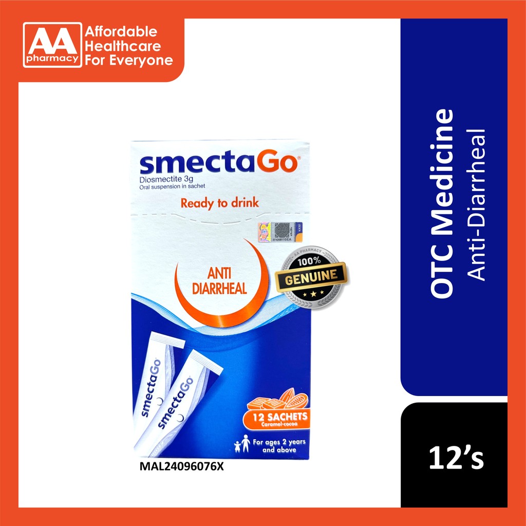 Smecta Go Anti-Diarrheal Caramel Cocoa Sticks Sachet 3gx12's | Shopee ...