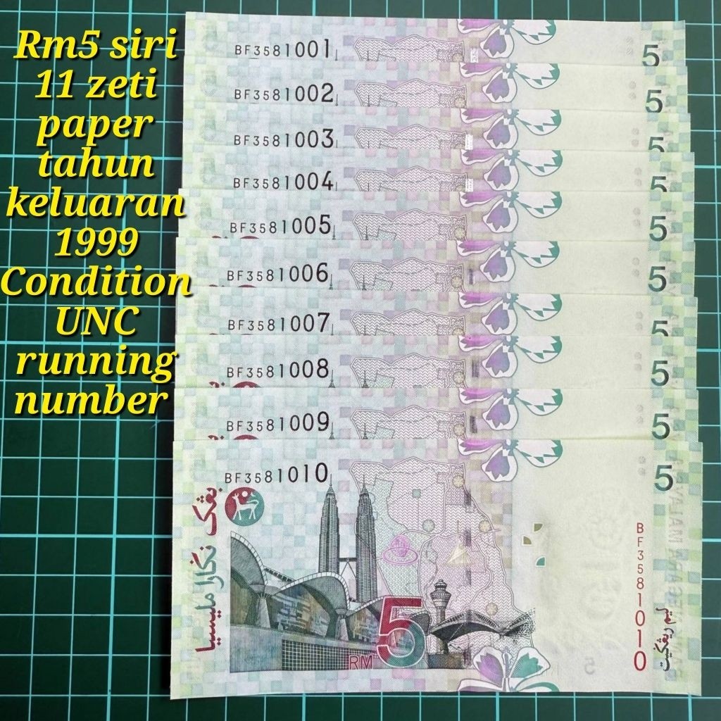 A551 Rm5 siri 11 zeti paper duit kertas lama duit syiling duit Malaysia ...