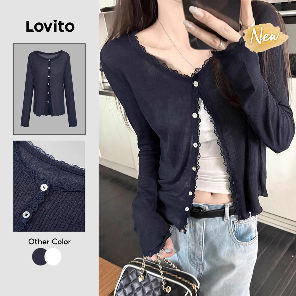 (New Arrival) Lovito Casual Long Sleeve V Neck Leisure Spring Summer ...