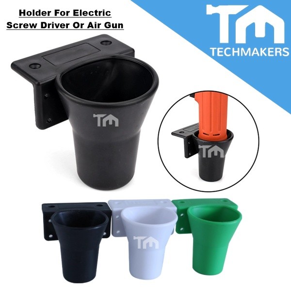 Electric Screwdriver Holder Cup Black/Green Sturdy Plastic for Tool Organization Techmakers