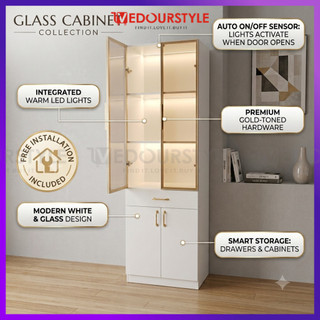(Free Installation)Vedourstyle Premium LED Display Cabinet Almari Kaca ...