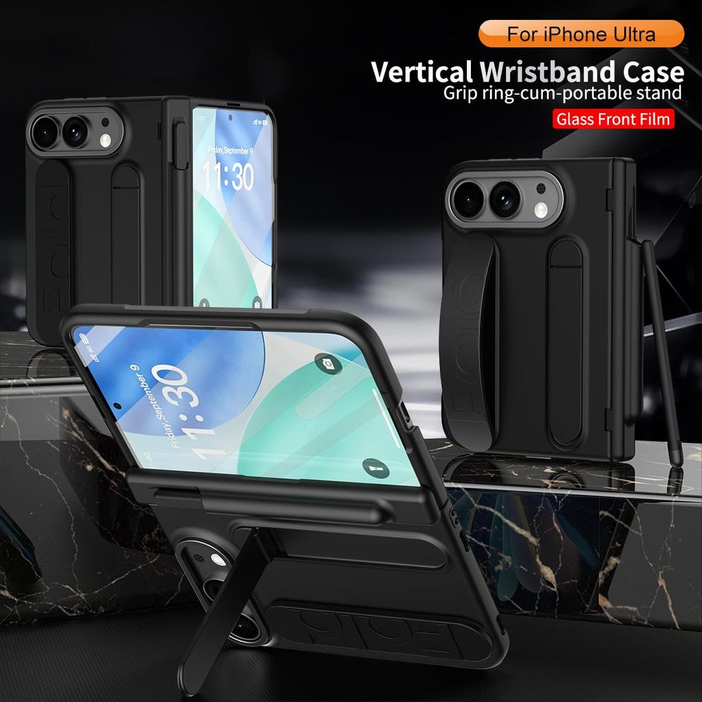 For iPhone Duo Shell Film Integrated Case with Stylus Pen Vertical ...