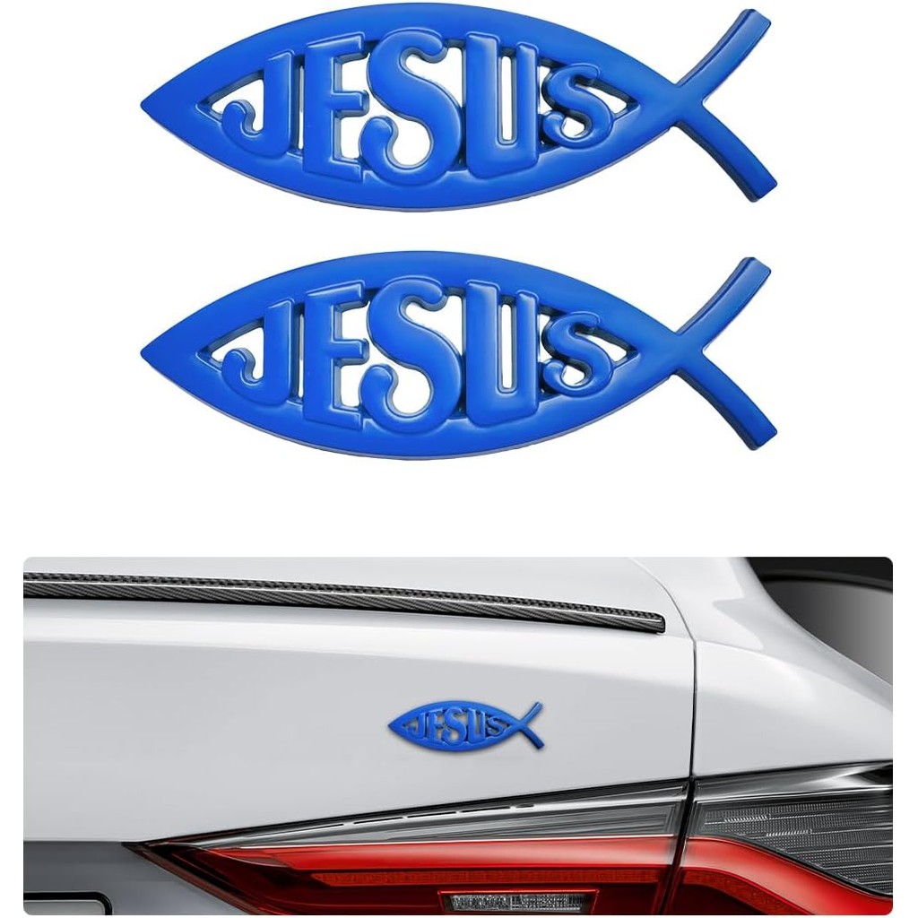 2PCS Jesus Fish Decal Sticker, 3D Car Decal Jesus Christian Fish Symbol ...