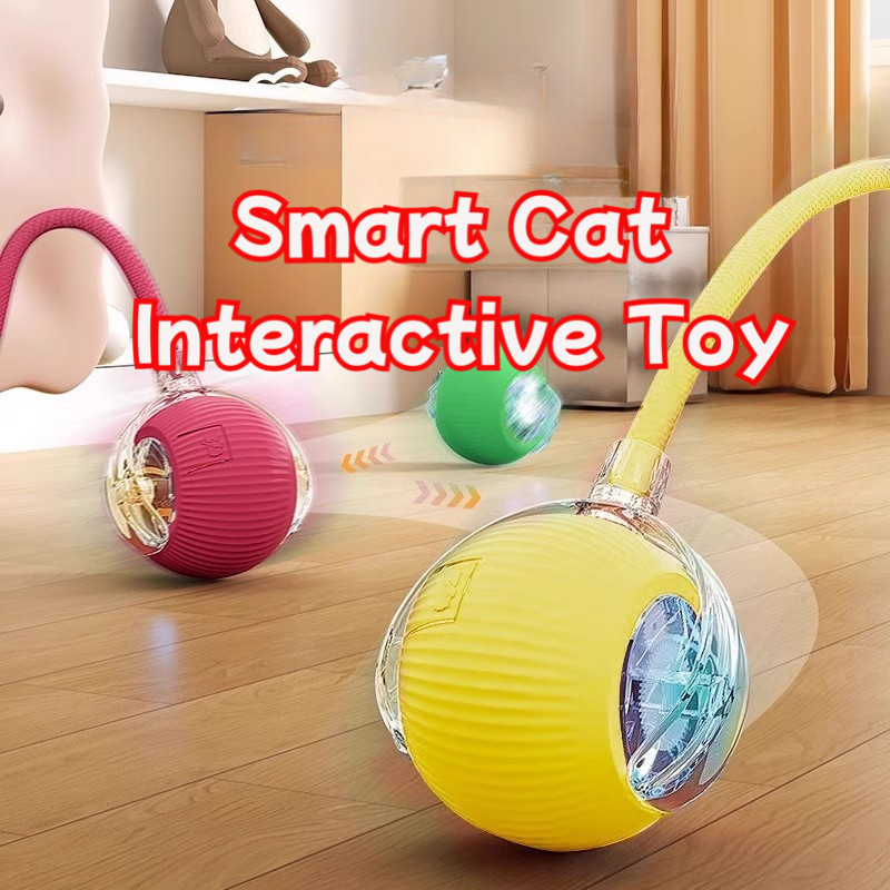 Smart Cat Teasing Ball Toy Cat Interactive Ball Toy Automatic Rolling ...