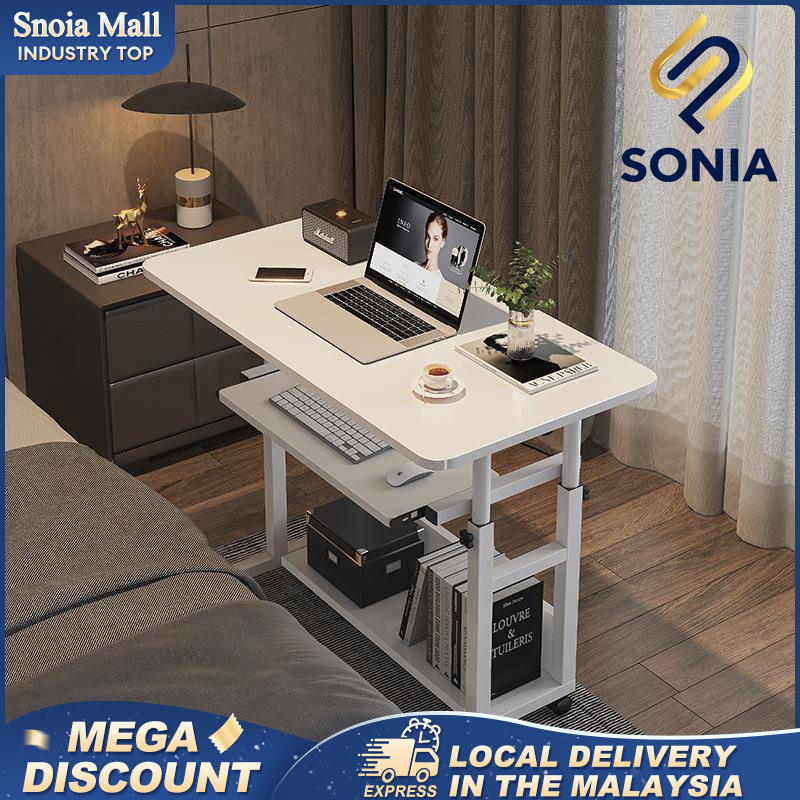 🔥【80CM】Meja Komputer Bedside Table Mobile Lift Study Desk No Tools ...