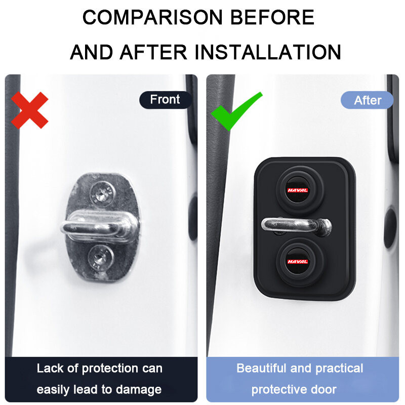 1/4Pcs HAVAL Silicone Car Door Lock Protection Cover Door Lock Shock ...