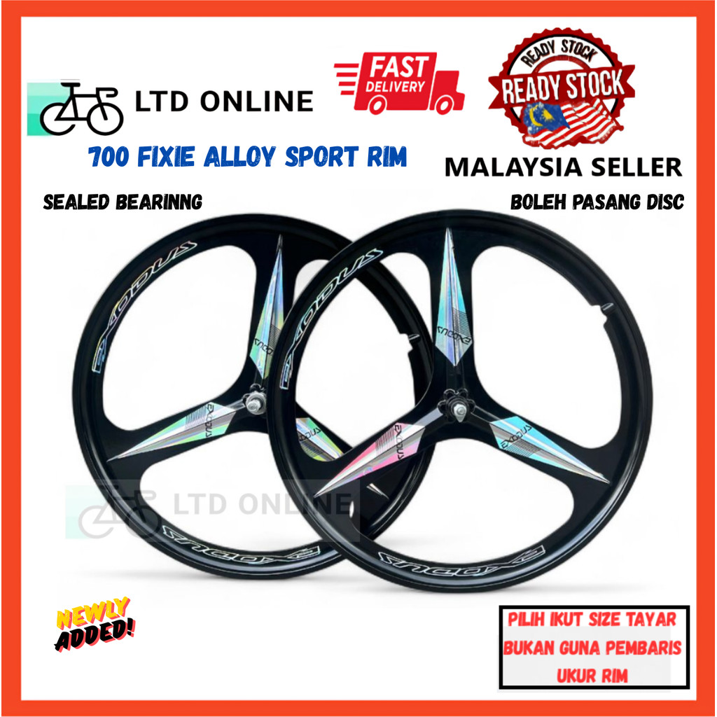 Ready Stock Rim Fixie 700c/Sport rim fixie/Fixie rim tiga batang/Sport ...