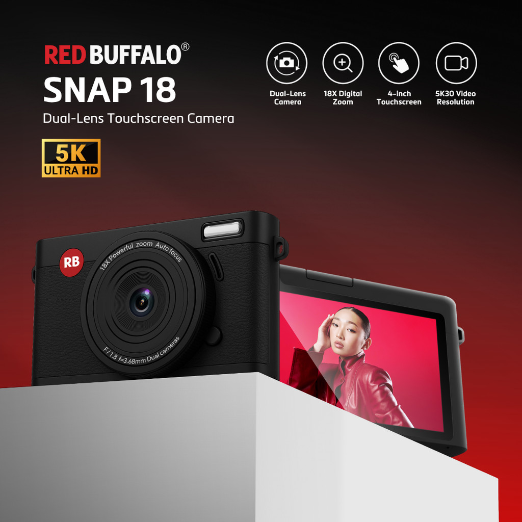 Red Buffalo Snap 18 Dual-Lens Touchscreen Camera Digital Camera 18x ...