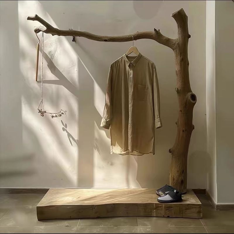 Log Coat Rack Floor-standing Art Simple Practical Solid Wood Bedroom ...