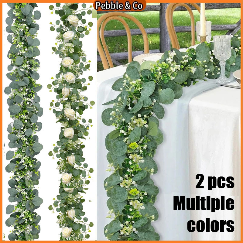 1.8/2.5M Artificial Eucalyptus Vine Plant 2pcs Realistic Greenery ...