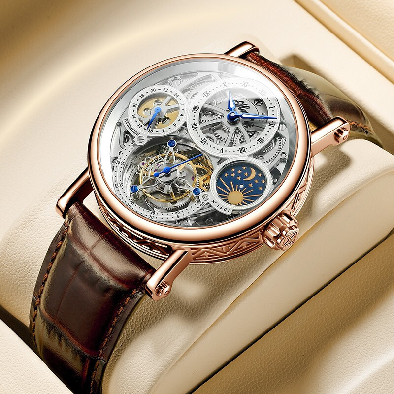 Haofa Tourbillon Watch Hollow Men's Mechanical Watch Multi-Function ...