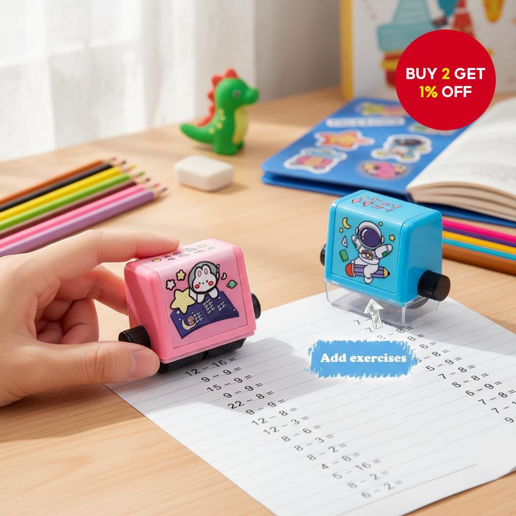 Kids Math Practice Stamp with Addition, Subtraction, Multiplication ...