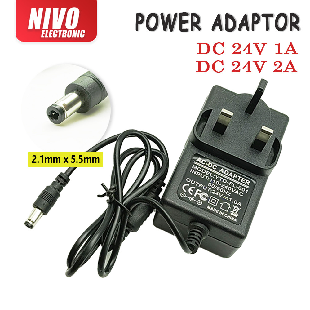 Power Adapter DC 24V 1A / 2A 5.5mm*2.1mm For Modem Router / CCTV power ...