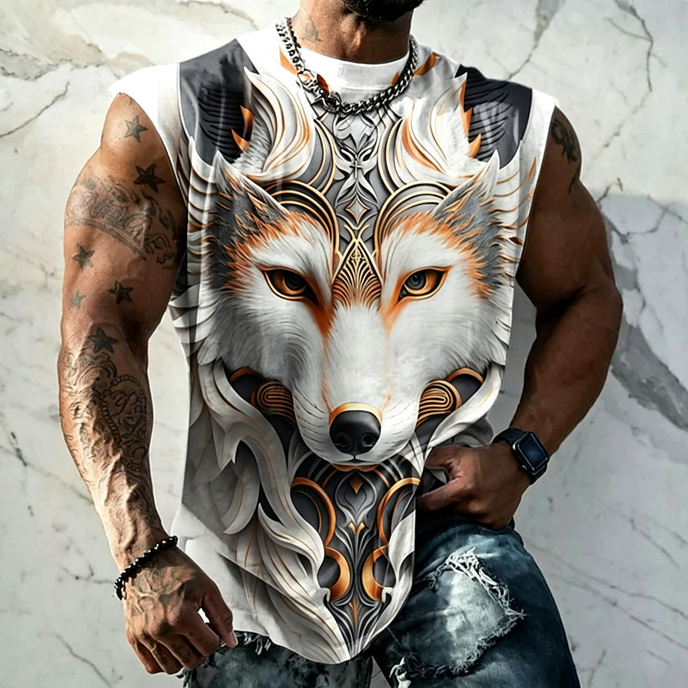 Summer Vest For Men Quick-Drying Round Neck Running Shirt Outdoor Wolf ...