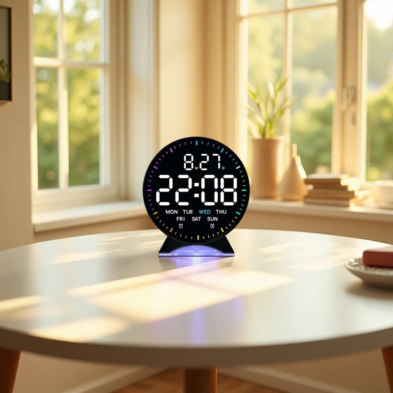 LED Digital Alarm Clock Week Date Second Hand Display Brightness ...