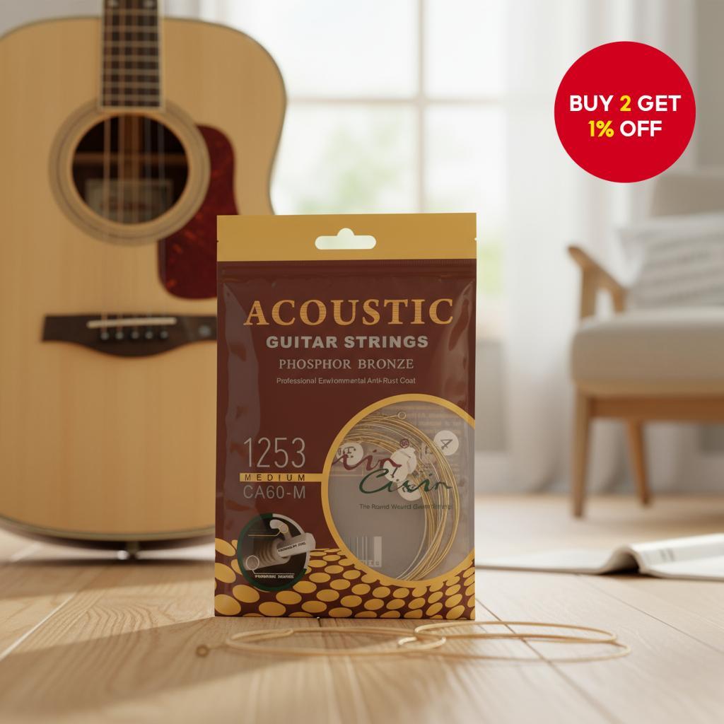 6-piece acoustic guitar string set, suitable for two types of folk ...