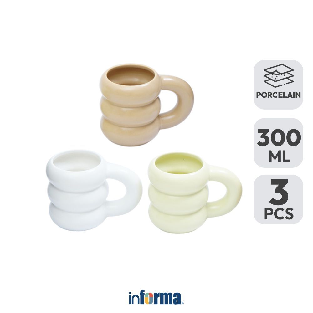 Informa Appetite Aneko Mug Porcelain Honeycomb 300 ML Set of 3 - Mix ...