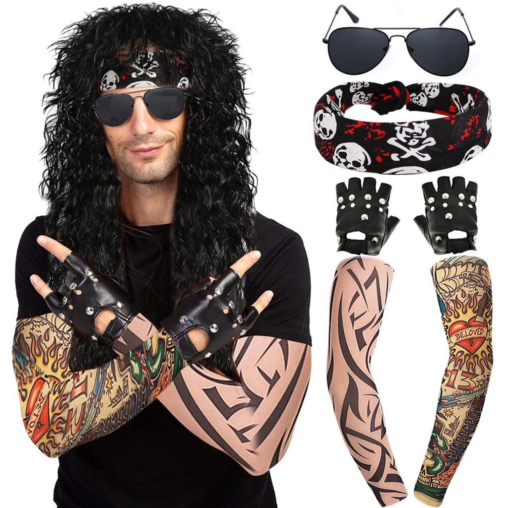 Curly Hair Men Women Sunscreen Rocker Wig Rock Punk Hip Hop Performance ...