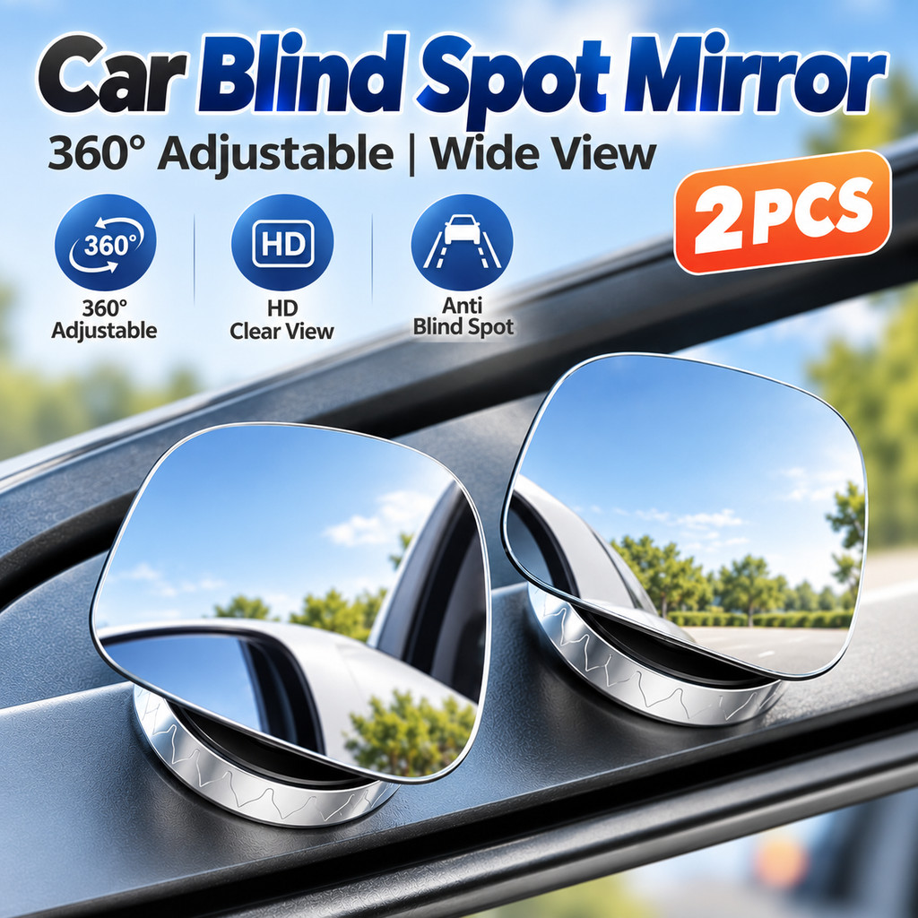 2PCS Car Blind Spot Mirror 360° Adjustable Wide Angle HD Rear View ...
