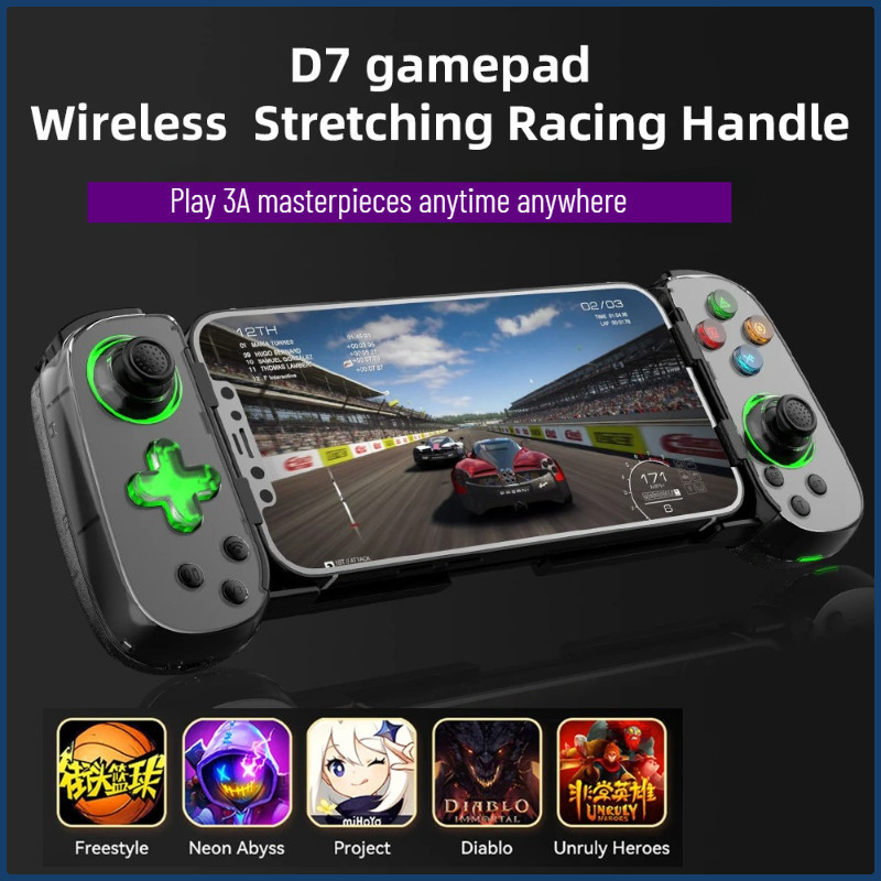 D7 Bluetooth wireless game controller Hall vibration six axis extension ...