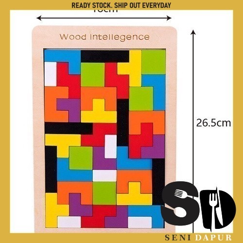 SD Russian Puzzle Block T Tangram Tetris Jigsaw Toys Wooden Kids Brain ...