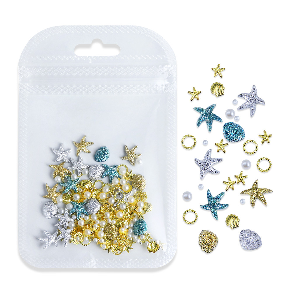 Ocean Style Seashell Starfish Nails Accessories Starfish Conch Metal ...