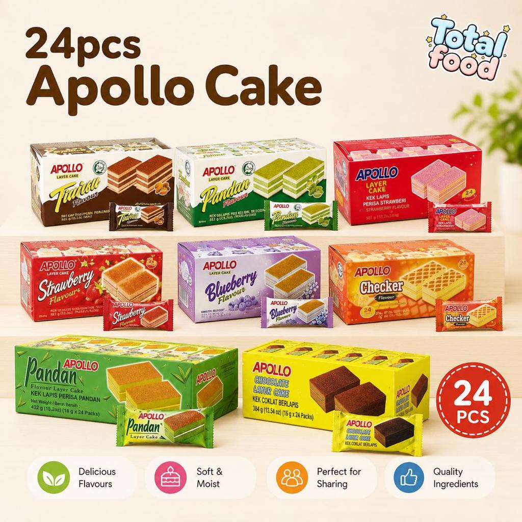 24pcs x 18g Apollo Layer Cake / Checker /Twins Assorted Flavor | Shopee ...