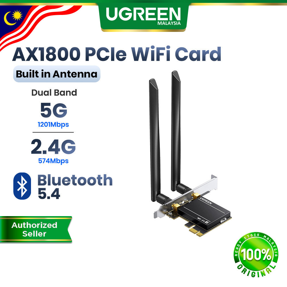 UGREEN AX1800 Dual Band PCIe WiFi 6 Card Bluetooth 5.4 Transmitter ...