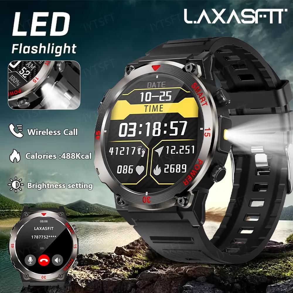 New GT11 Outdoor Smart Watch LED Flashlight Men Bluetooth Calling ...