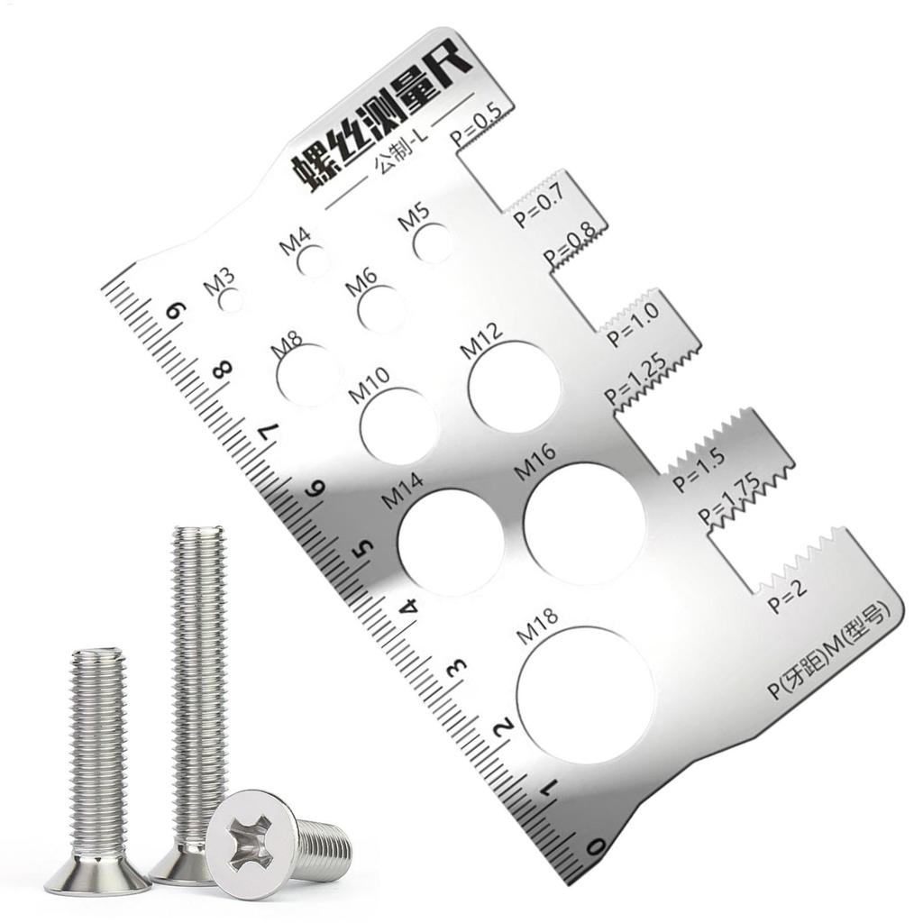 Nut Bolt Screw Gauge Measuring Ruler Stainless Steel Bolt Measuring ...