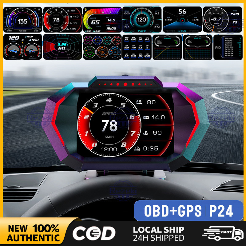 Version Terbaru P24 GPS Car OBD OBD2 Meter Digital Scanner Speedometer ...