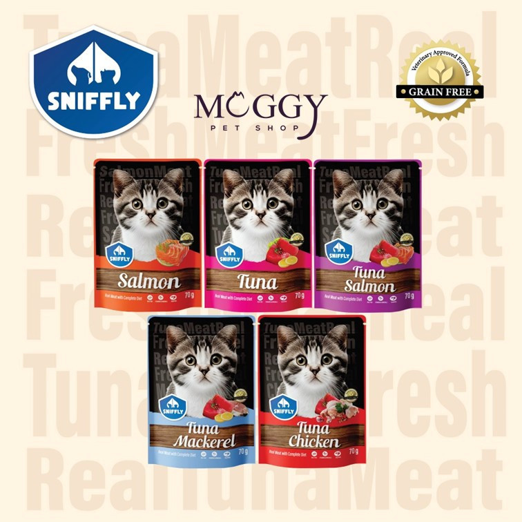 Sniffly Real Meat with Complete Diet Cat Wet Food Grain Free Tuna Wet ...