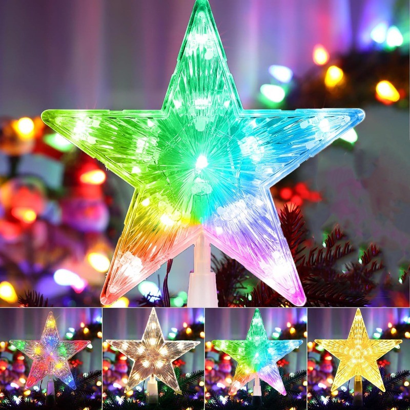 Christmas Tree Topper Lighted Star Five-Pointed Star LED Lighted ...