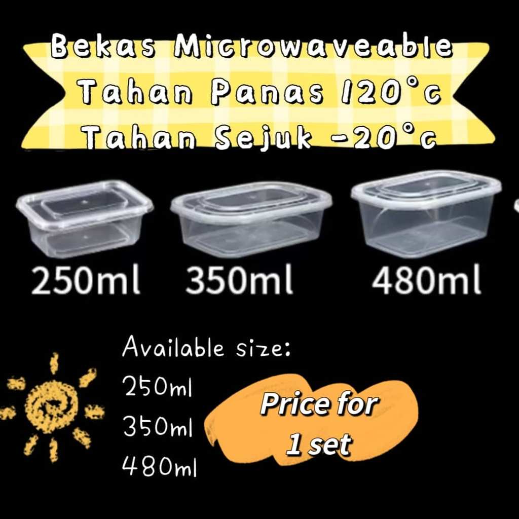 (1set) 250/350/480ml Microwave Safe Transparent Leak Proof cake box ...