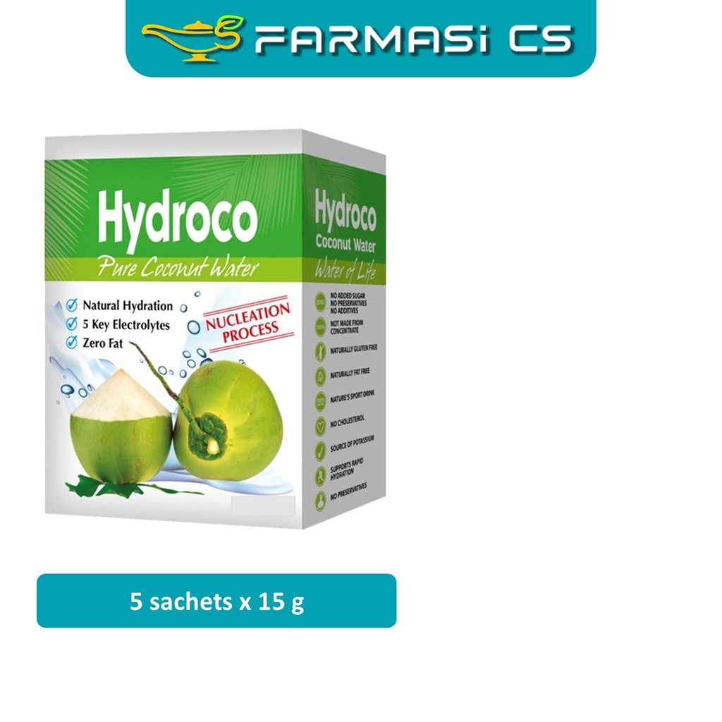 Hydroco Pure Coconut Water 5 Sachets x 15g (1 BOX) EXP:08/2026 ...