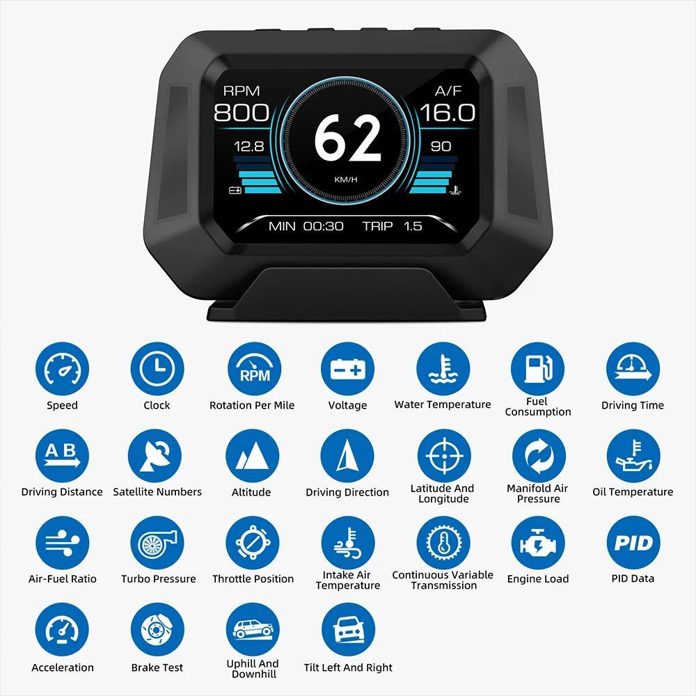 Speedometer Car Level Sensor Real-Time Off-road Vehicle System HUD Auto ...