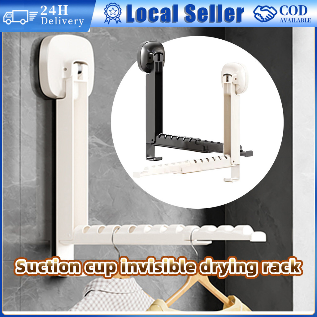 Suction Cup Clothes Rack Home Wall Mounted Drying Rack Etractable ...