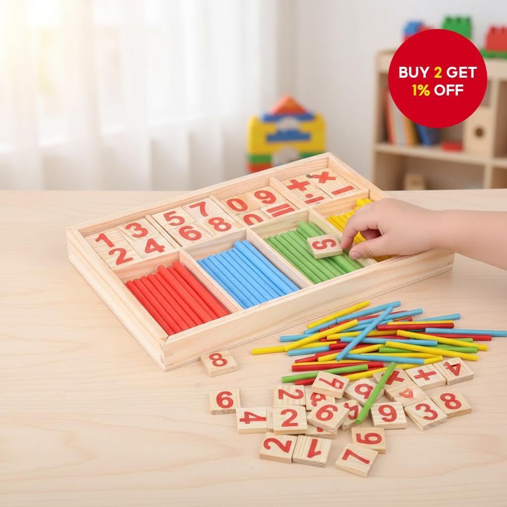 Math Learning Box: Wooden Counting & Basic Operations Teaching Tool for ...