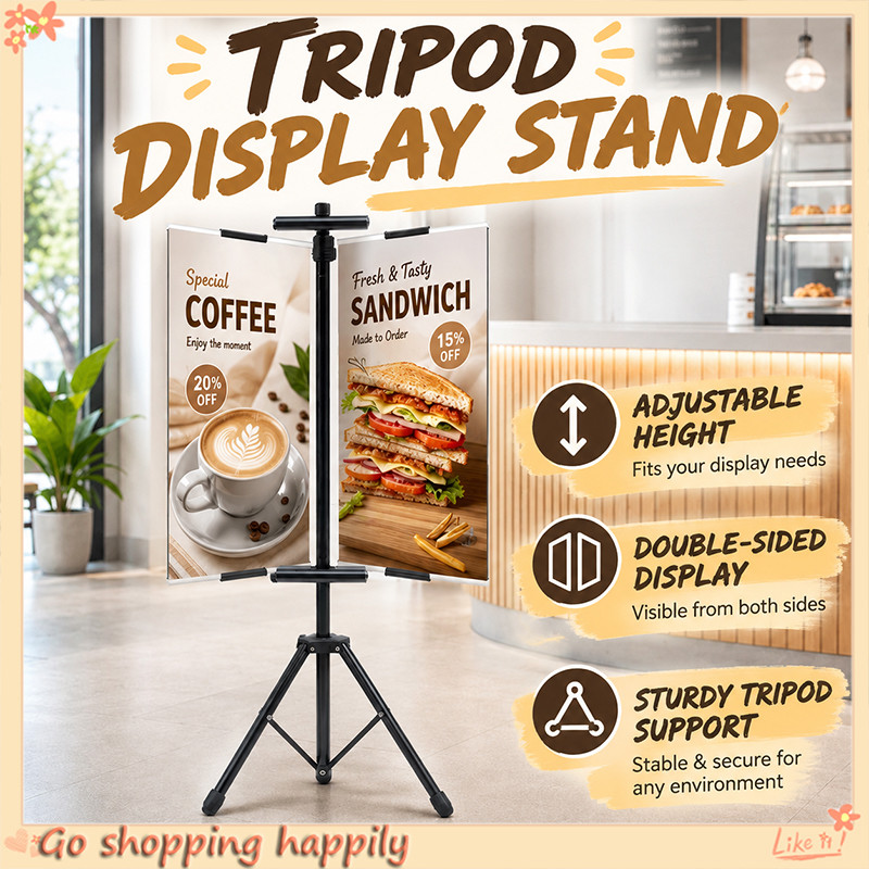 Tripod Banner Stand Double Sided Poster Display Holder Metal Adjustable ...