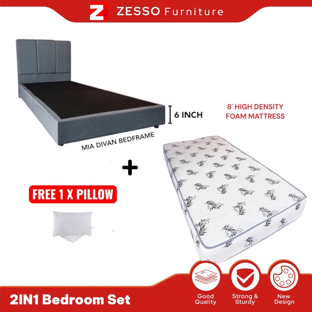 ZESSO 3IN1 Bedroom Set / Single Size Bed Frame / Divan Bed / Modern Bed ...
