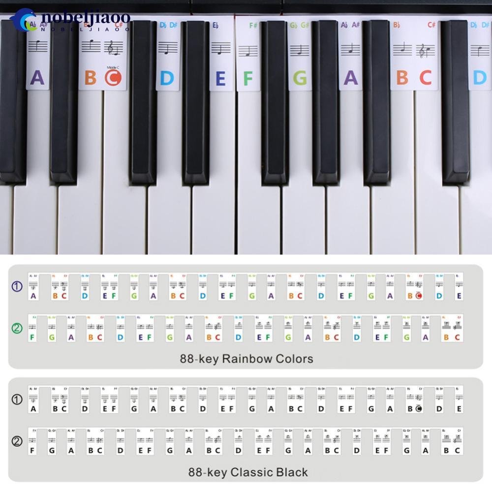 NOBELJIAOO 88/61Keys Reusable Silicone Piano Keyboard Note Labels Guide ...